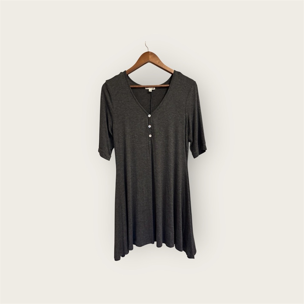 Zenana Outfitters Charcoal Gray V-Neck Women's Dress